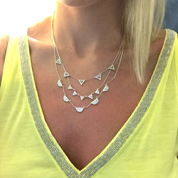 Stella & Dot | Stunning [SILVER] Pavé Chevron Layering Versatile Necklace - Picture 4 of 9